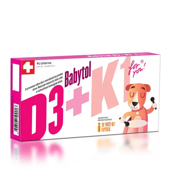 4U Pharma Babytol D3 + K1 twist off, 30 kapsula 