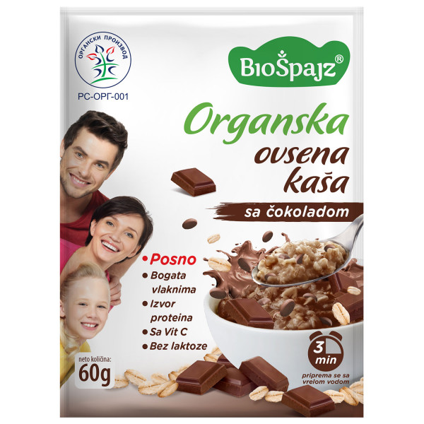 BioŠpajz Ovsena kaša Čokolada 60g BIO 