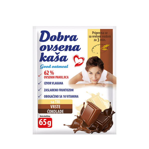 Dobra zobena ovsena kaša 3 vrste čokolade 65g 