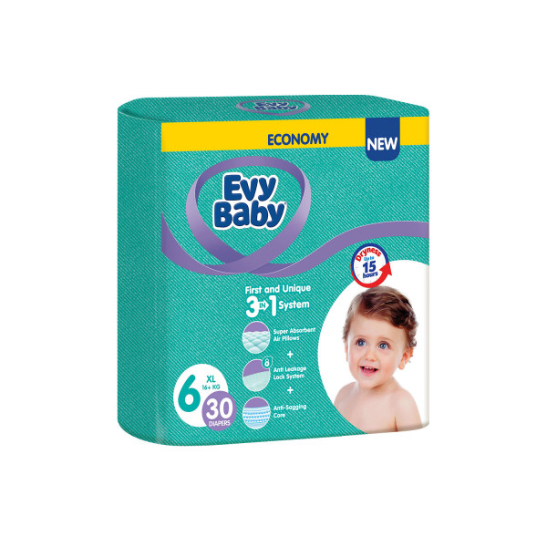 Evy baby pelene twin 6 XL 15-30kg 30kom 3 u 1 