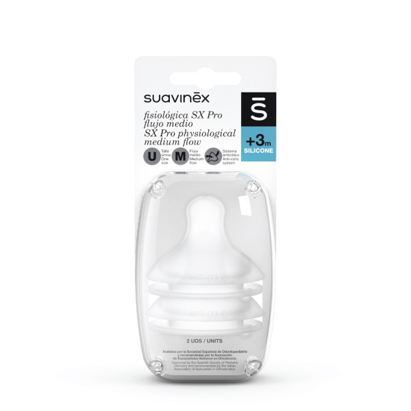 Suavinex cucla fiz. srednji protok sil. 2 kom 3-6m 