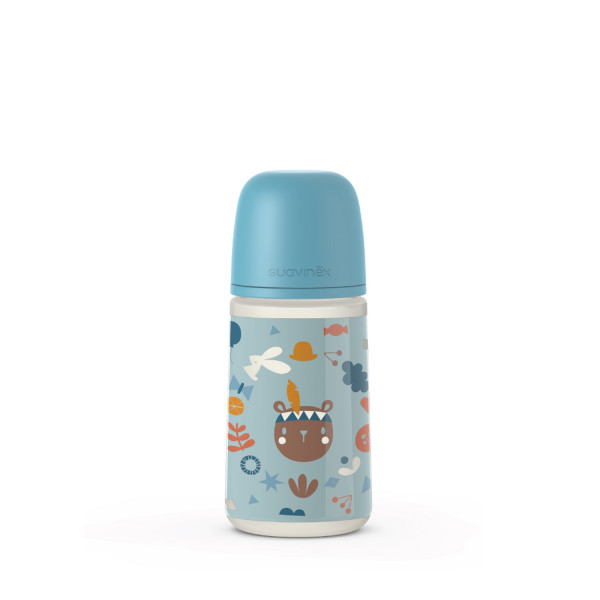 Suavinex flašica srednji protok 270ml, plava, 3m+