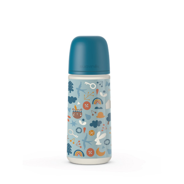 Suavinex flašica brzi protok, 360ml, plava,6m+