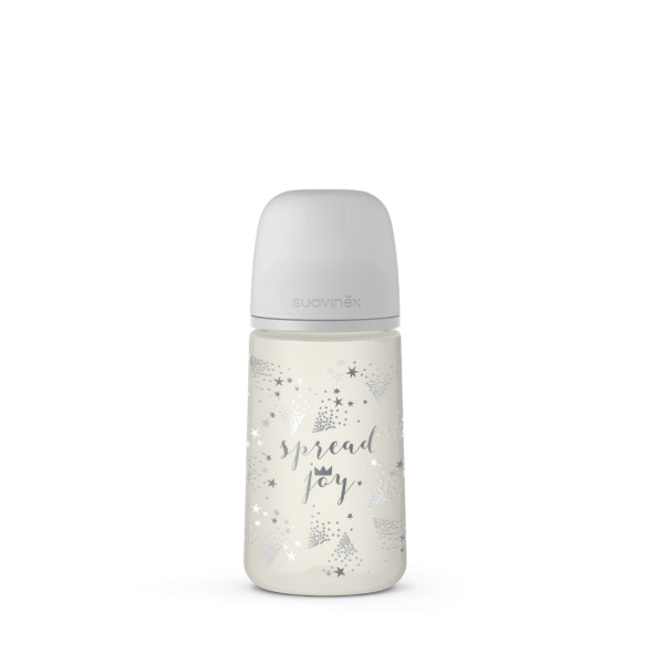 Suavinex flašica srednji protok, 270ml, siva, 3m+