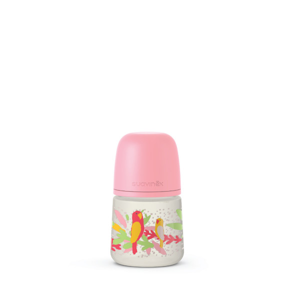 Suavinex flašica spori protok 150ml, roze, 0m+