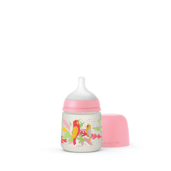 Suavinex flašica spori protok 150ml, roze, 0m+