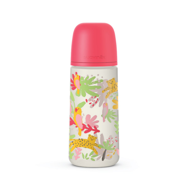 Suavinex flašica brzi protok, 360ml, roze,6m+