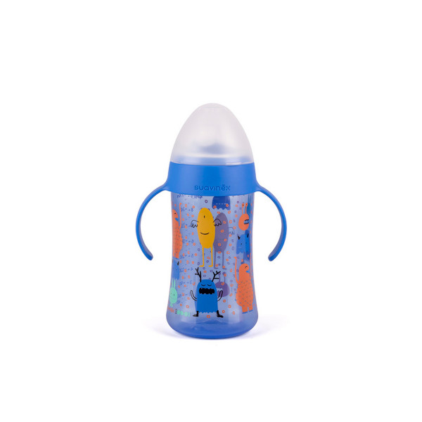 Suavinex flašica sa sil. piskom 270 ml, plava,4m+