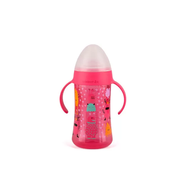 Suavinex flašica sa sil. piskom 270 ml, roze, 4m+