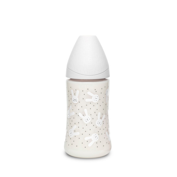 Suavinex flašica stakl 3 protoka 270ml siva 0m+ 