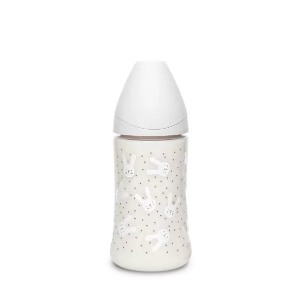 Suavinex flašica stakl 3 protoka 270ml siva 0m+ 