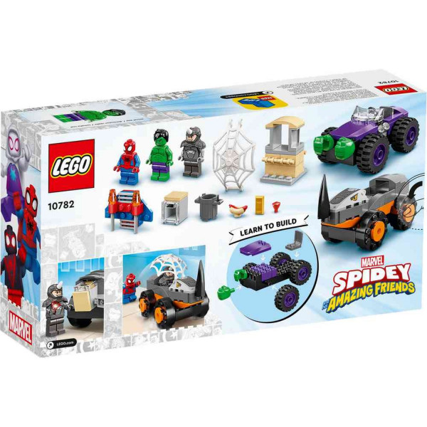 Lego Spidey hulk vs. rhino truck showdown
