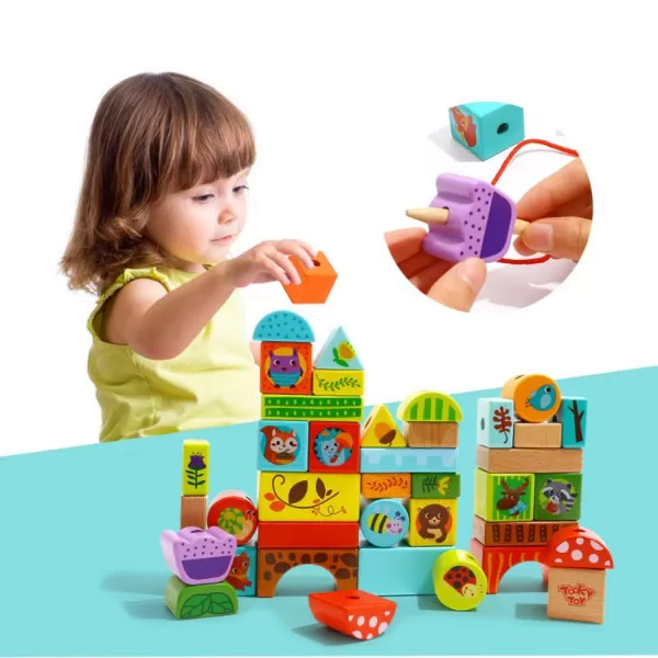 Tooky toy šareni drveni blokovi - šumske životinje
