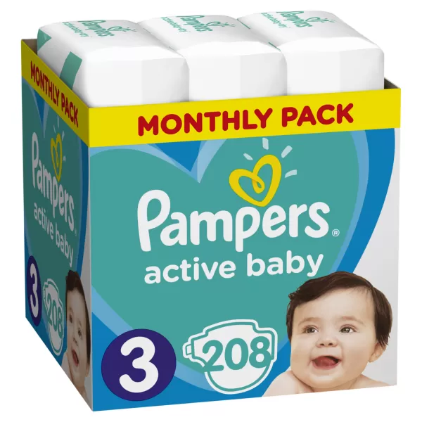 Pampers pelene active baby monthlyS3 6-10kg 208kom 