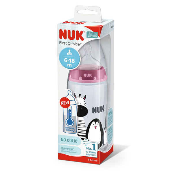 Nuk FC flašica sa tem. Indik monohrom, 300ml 6-18M 