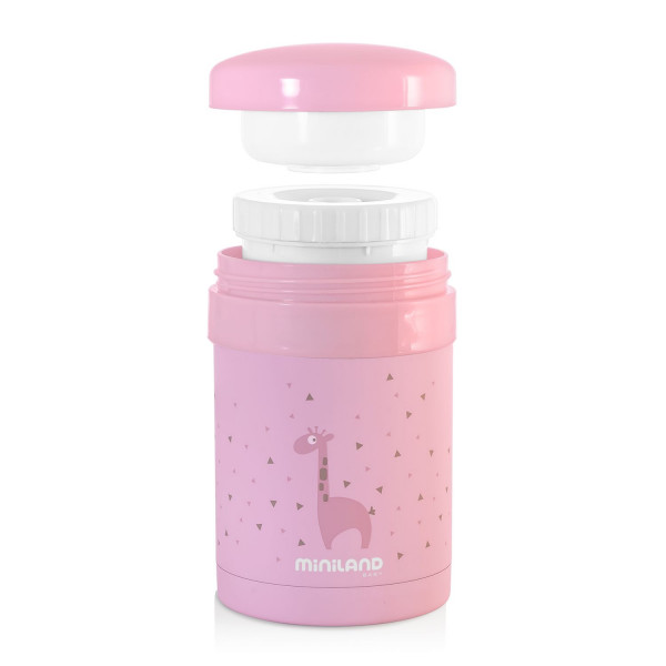 Miniland termos za hranu sa dve posude roze, 700ml