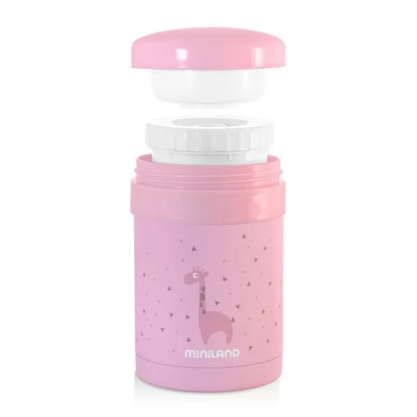 Miniland termos za hranu sa dve posude roze, 700ml