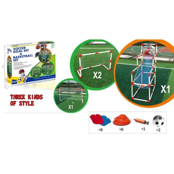Merx igračka 3u1 fudbal i basketball set 