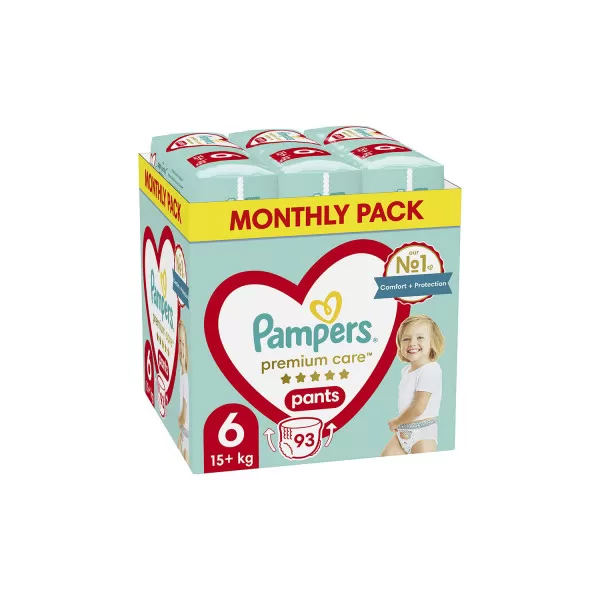 Pampers pants pelene monthly 6 prem. 15+kg 93kom 