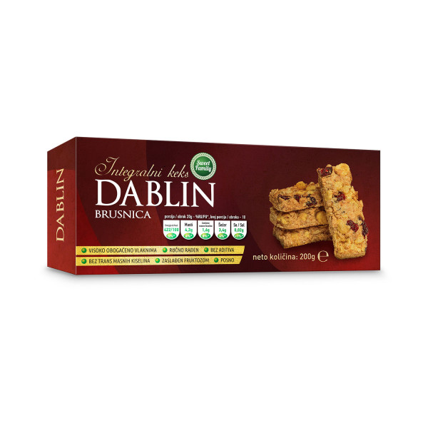 Sweet family integralni keks Dablin brusnica 200g 