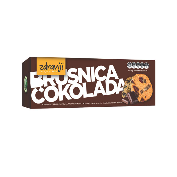 Zdraviji keks brusnica čokolada 120g 