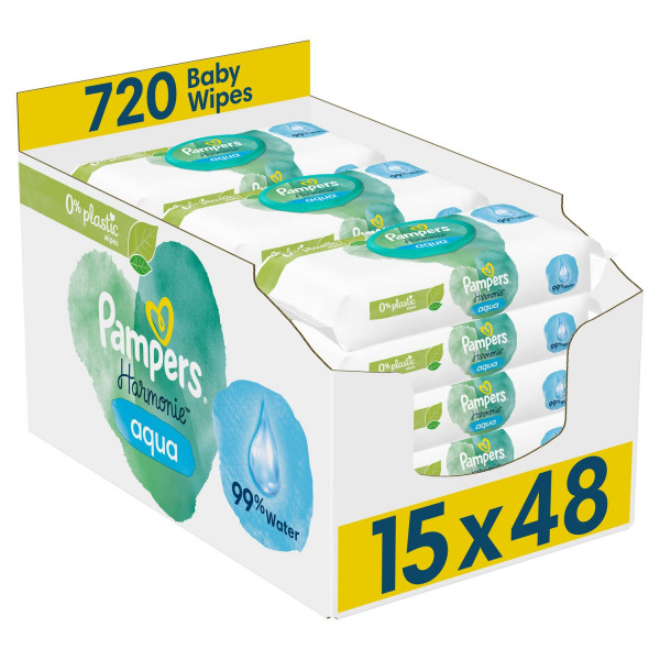 Pampers baby vlažne maramice Harmonie Aqua15x48kom 