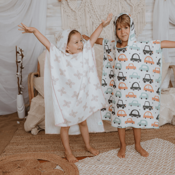 Baby Textil pončo od muslina Autići