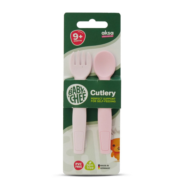 Baby Chef set kašika+viljuška roze 2kom 