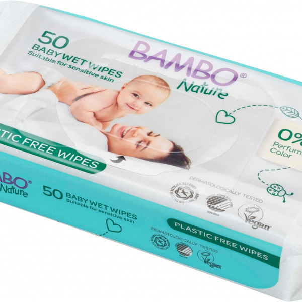 Bambo Nature vlažne maramice plastic free 50kom 