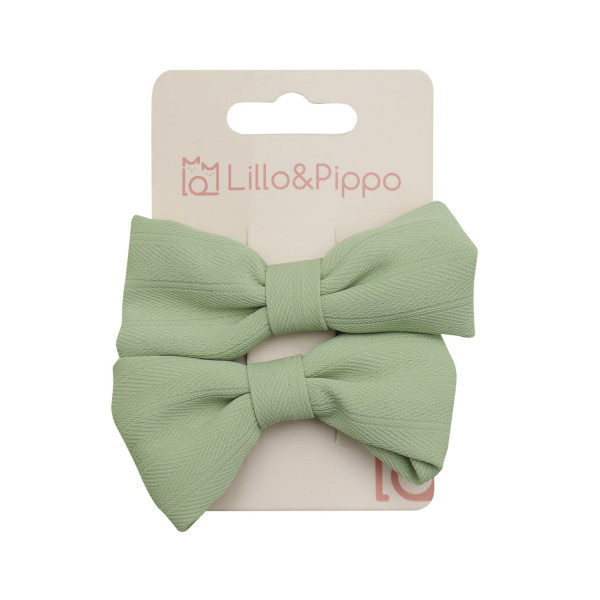 Lillo&Pippo šnalice za kosu zelena mašna 