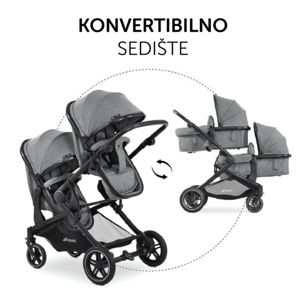 Hauck kolica za blizance Atlantic Twin, Grey 