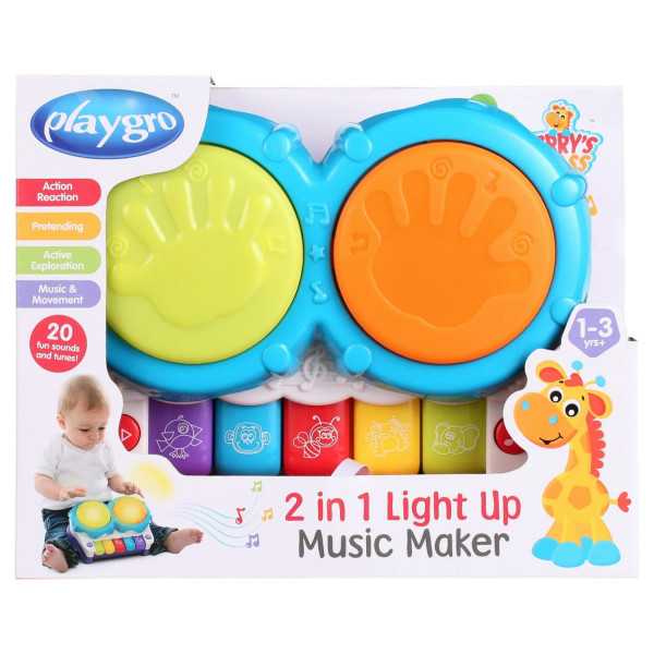 Playgro svetleća muzička igračka 2u1,bubanj 