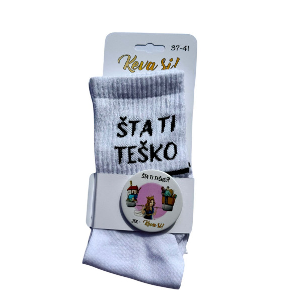 Keva si čarape sa bedžom bele, 37-41