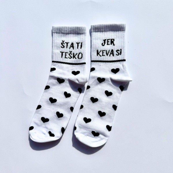 Keva si čarape sa bedžom crno srce, 37-41