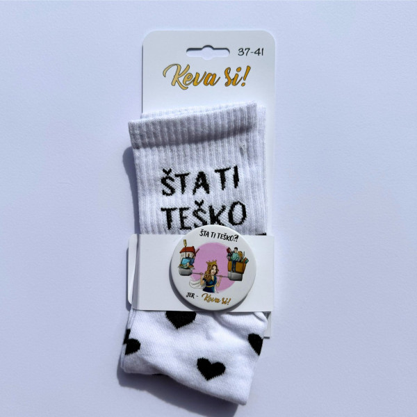 Keva si čarape sa bedžom crno srce, 37-41