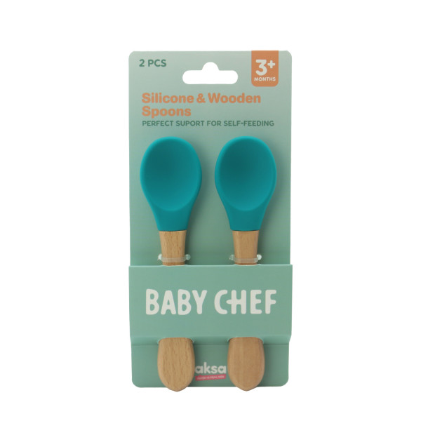 Baby Chef kašika od drveta i silikona, plava 