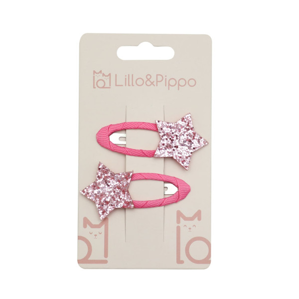 Lillo&Pippo šnalice za kosu zvezdice pink 