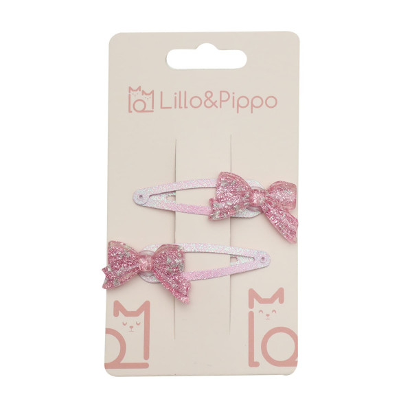 Lillo&Pippo šnalice za kosu mašna 2/1 glitter 