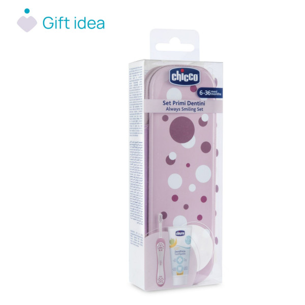 Chicco set za pranje zuba 6m+,roze