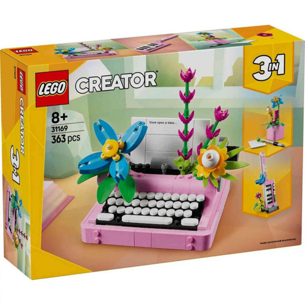 Lego creator typewriter with flowers 