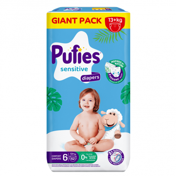 Pufies pelene sensitive GP6 extra large 13kg 62kom 