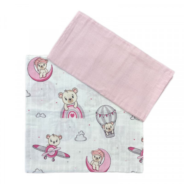 Deksi muslin pelene 2/1, roze 