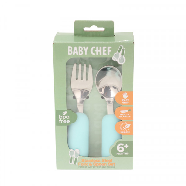 Baby Chef set kašika i viljuška, plavi 