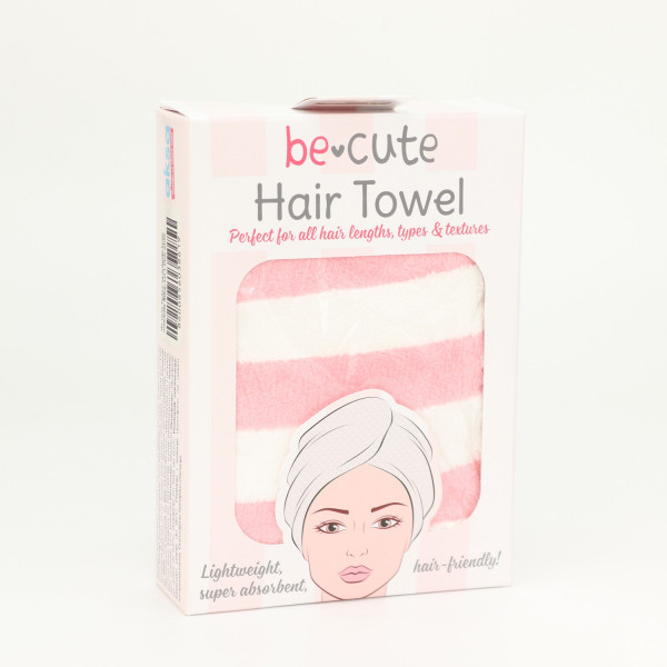 Be Cute Peškir za sušenje kose, roze/bela 