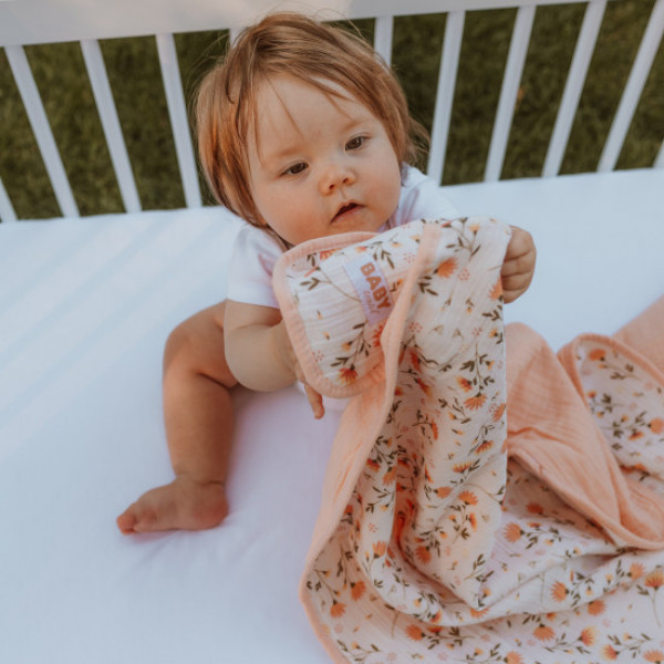 Baby Textil prekrivač od muslina Cvetići, 85x100cm 