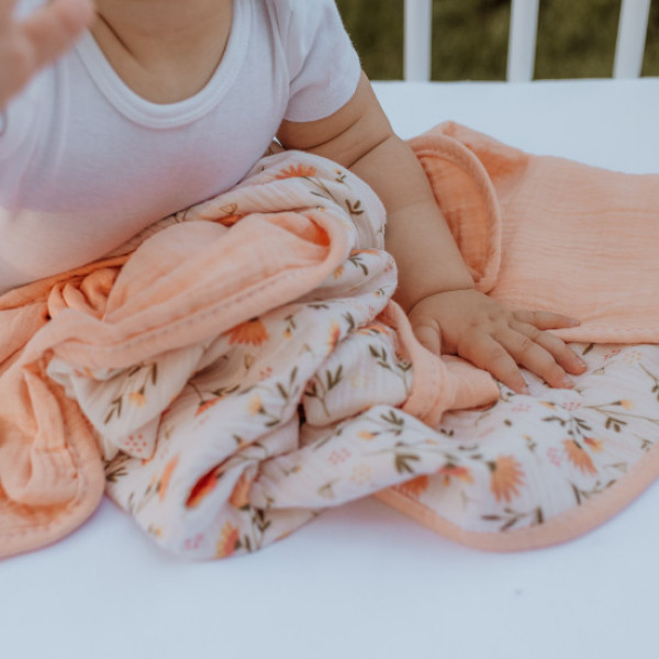 Baby Textil prekrivač od muslina Cvetići, 85x100cm 