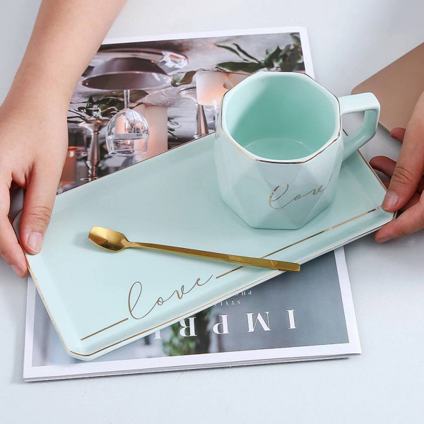 Cute&Cool HOME Set šolja i tacna, tirkizna 