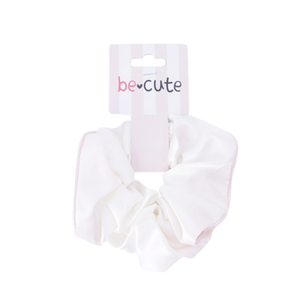 Be Cute satenska gumica za kosu, bela 