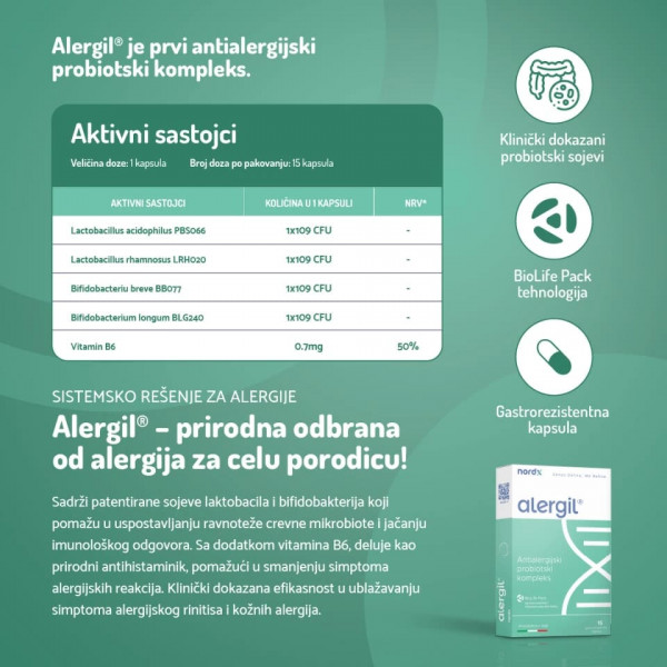 Nordx alergil antialerg. probiot. kompleks 15 kaps 