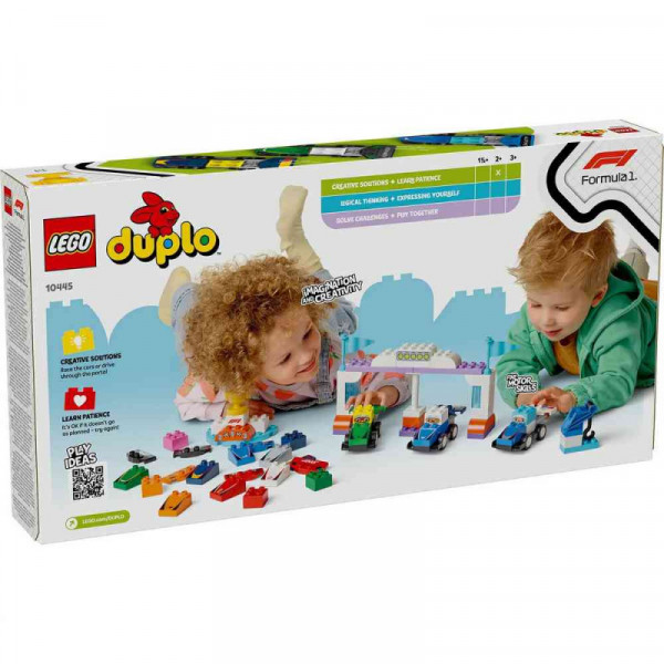 Lego duplo town f1 team race cars  and  drivers 